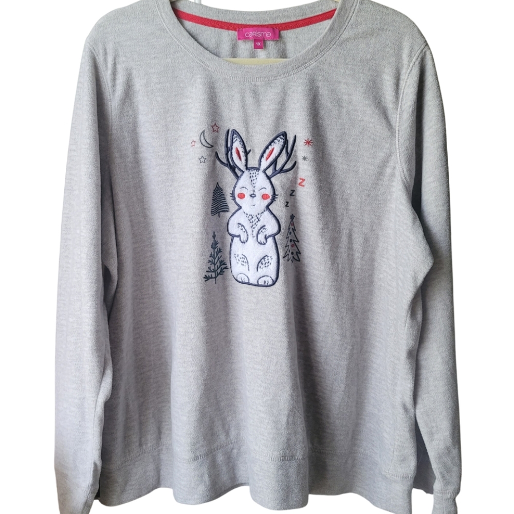 Carisma Bunny Ugly Sweater in Gray Size 1X
